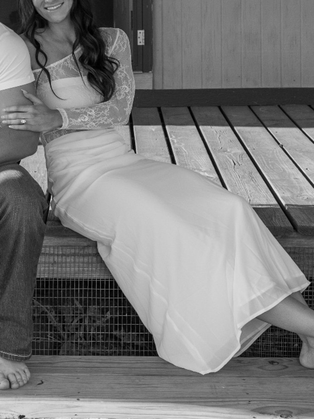 White Lace Sleeve Maxi Dress - Elegant Bridal Style